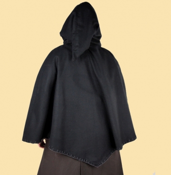 Preview: Wikinger-Gugel "Egill" mit Stickerei  -  Schwarz